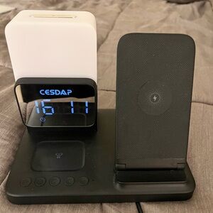 Wireless Charging Station with Clock